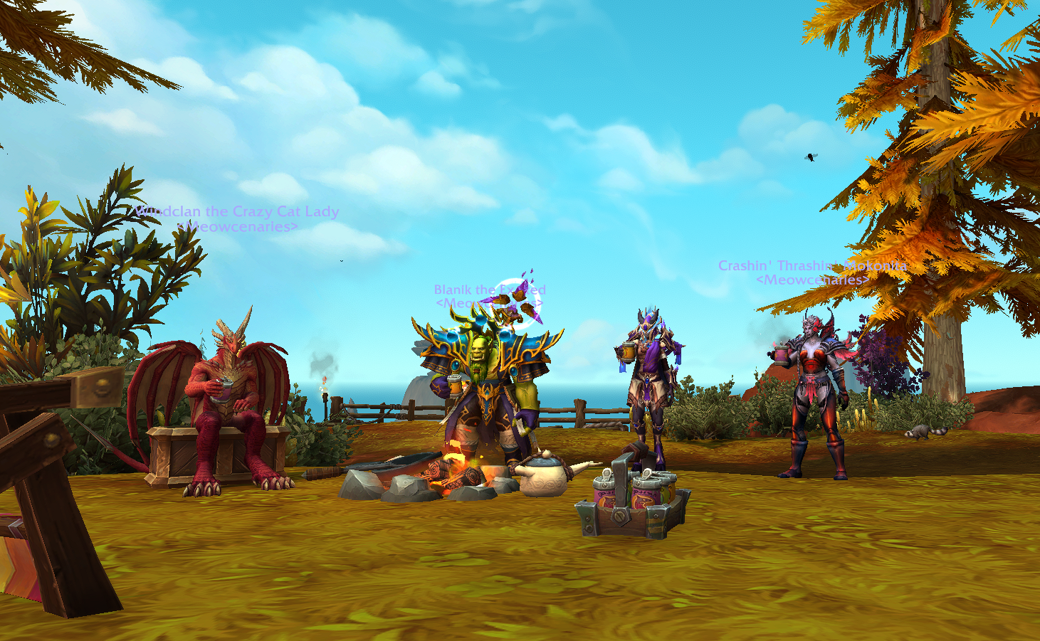 cookout with friends in world of warcraft housing area